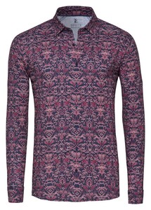 Desoto Casual Kent Luxury Drawn Pattern Overhemd Navy-Rood