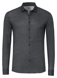 Desoto Casual Kent Solid Color Twill Overhemd Antraciet