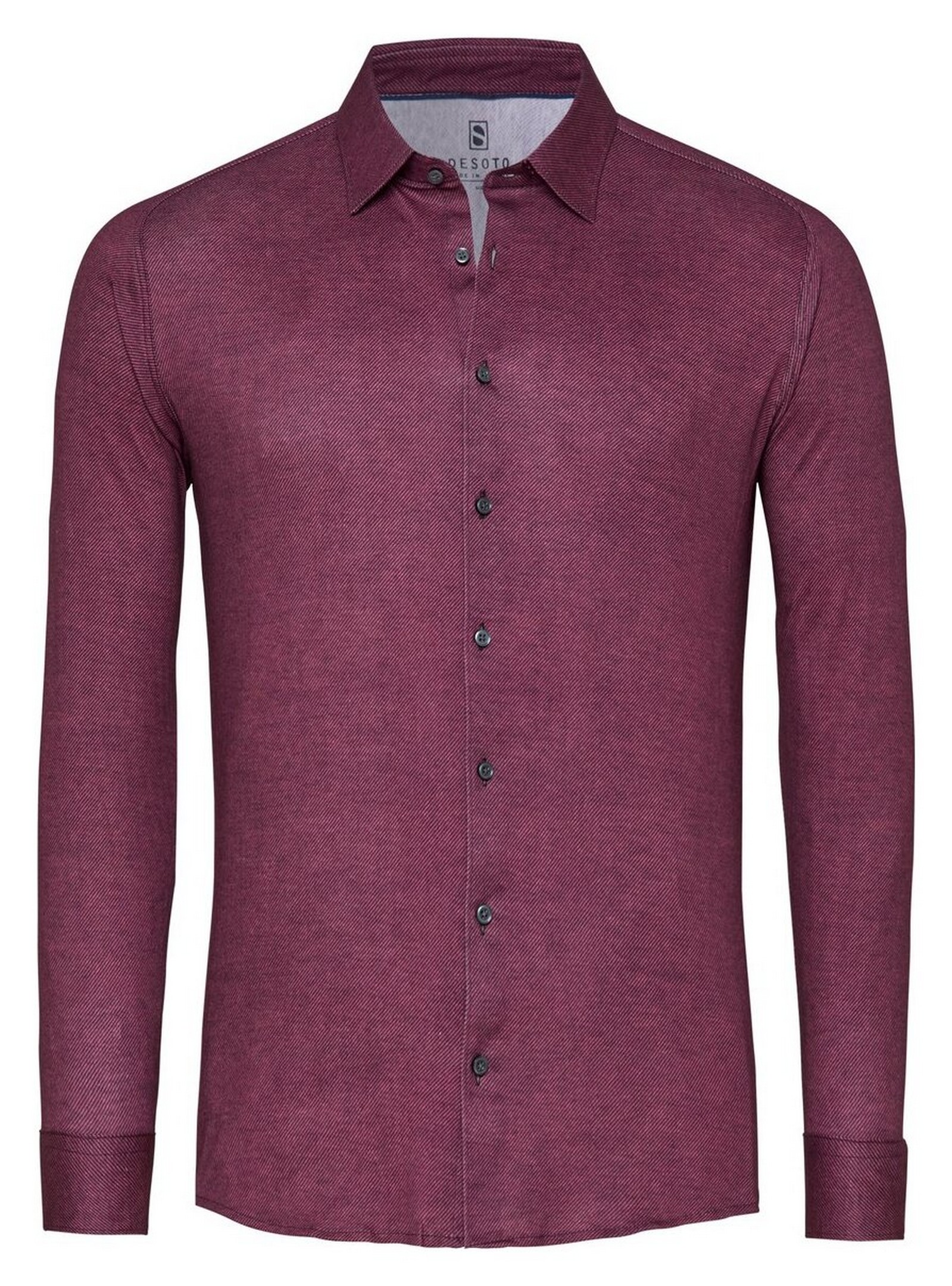 Desoto Casual Kent Twill Pattern Mélange Overhemd Bordeaux