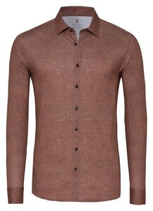 Desoto Casual Kent Twill Pattern Mélange Overhemd Bruin