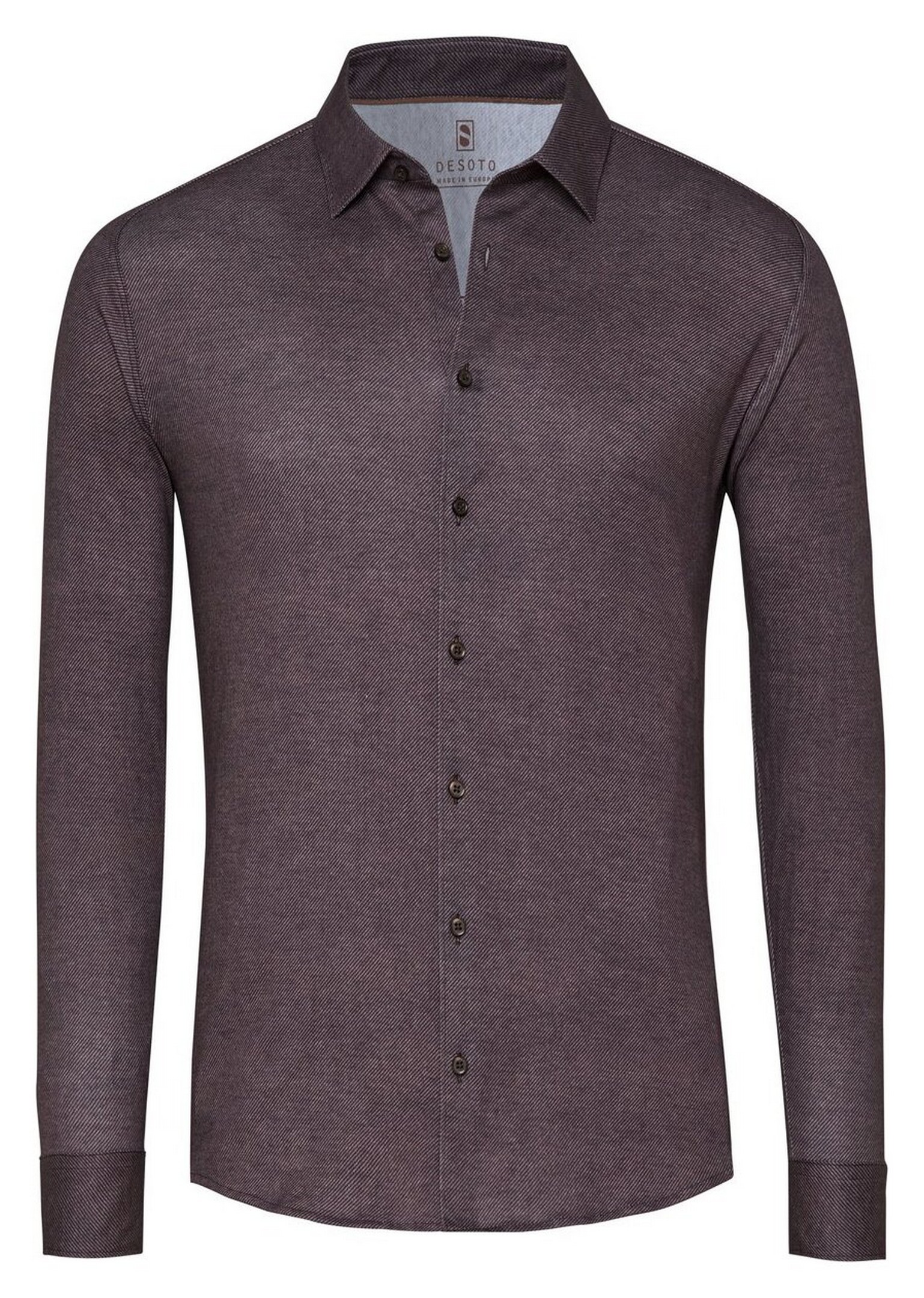 Desoto Casual Kent Twill Pattern Mélange Overhemd Chocolate