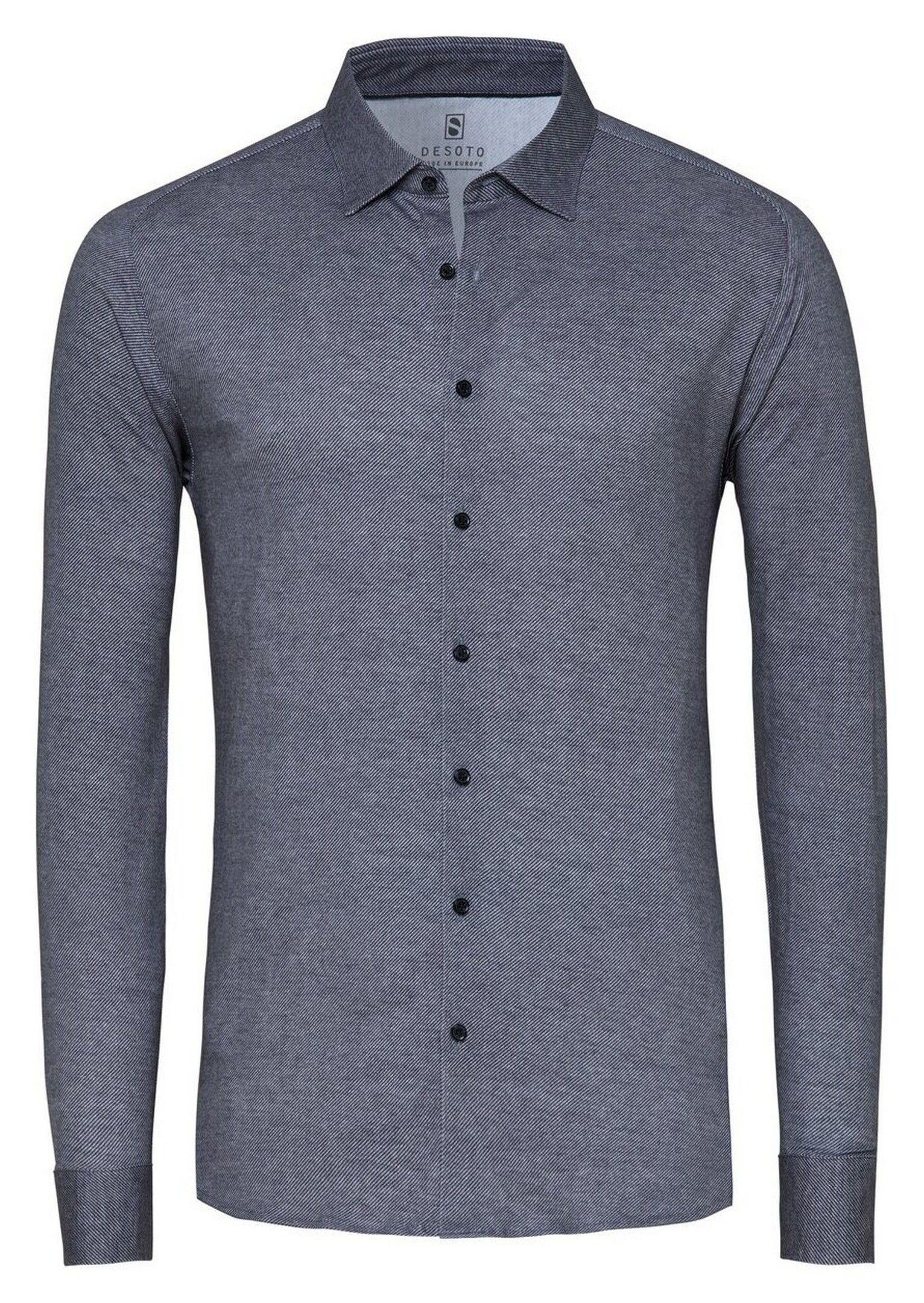 Desoto Casual Kent Twill Pattern Mélange Overhemd Grijs