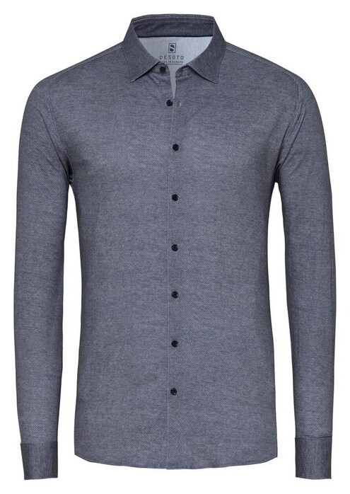 Desoto Casual Kent Twill Pattern Mélange Overhemd Grijs