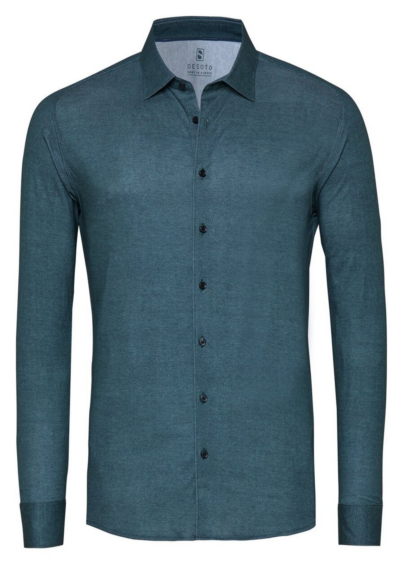 Desoto Casual Kent Twill Pattern Mélange Overhemd Groen