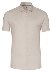 Desoto Casual Kent Uni Color Oxford Short Sleeve Shirt Beige