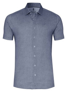 Desoto Casual Kent Uni Color Oxford Short Sleeve Shirt Blue