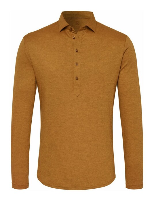 Desoto Casual Long Sleeve Poloshirt Rust Orange
