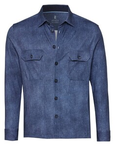 Desoto Casual Overshirt Denim Texture Dark Evening Blue