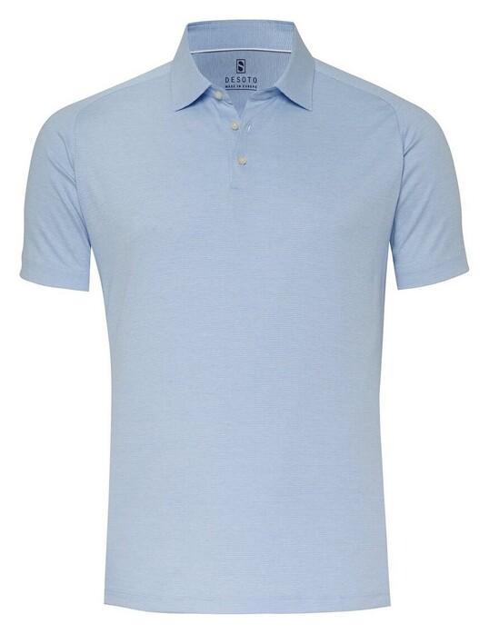 Desoto Cotton Dobby Look Poloshirt Light Blue