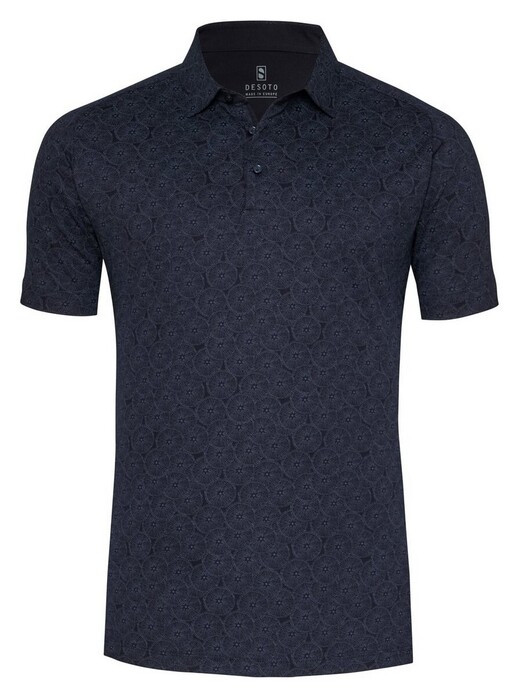 Desoto Cross Section Fantasy Pattern Polo Dark Navy