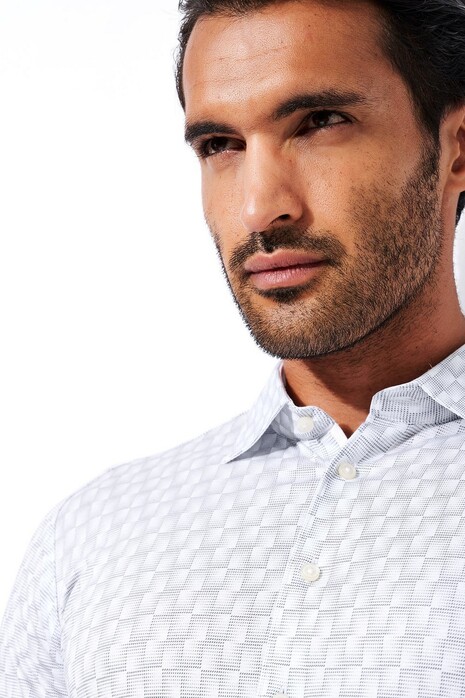 Desoto Dotted 3D Squares Short Sleeve Shirt White-Grey