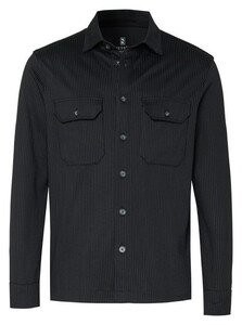 Desoto Double Chest Pocket Allover Stripe Overshirt Black