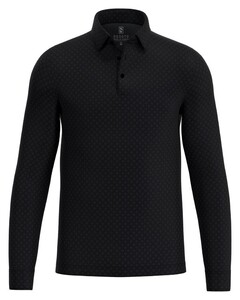 Desoto Fantasy Check Pattern Polo Long Sleeve Zwart