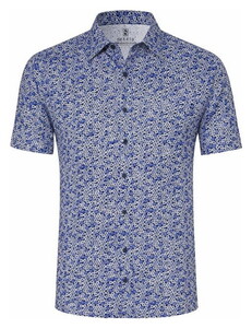 Desoto Fantasy Striped Circles Short Sleeve Shirt Dark Evening Blue