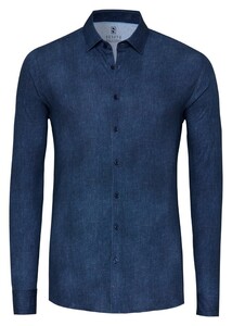 Desoto Faux Uni Denim Look Overhemd Donker Blauw
