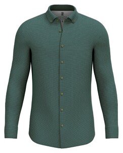 Desoto Fine Wave Pattern Modern Button-Down Overhemd Donkergroen-Navy