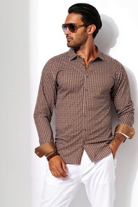 Desoto Graphical Pattern Shirt Brown-Rust