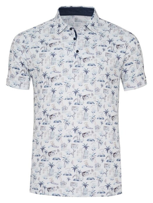 Desoto Hawaii Fantasy Polo Blauw