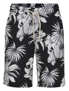 Desoto Hawaiian Flower Drawstring Short Bermuda Black-Grey