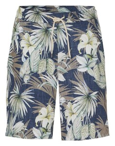 Desoto Hawaiian Flower Drawstring Short Bermuda Blauw-Groen