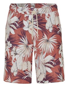 Desoto Hawaiian Flower Drawstring Short Bermuda Red-Grey