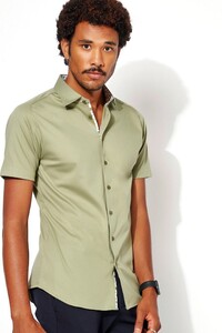 Desoto Kent Collar Uni Subtle Contrast Overhemd Olive