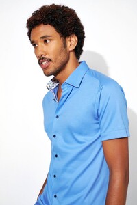 Desoto Kent Collar Uni Subtle Contrast Overhemd Royal Blue