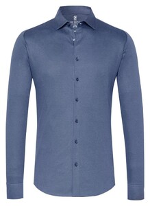 Desoto Kent Piqué Optics Jersey Overhemd Denim Blue