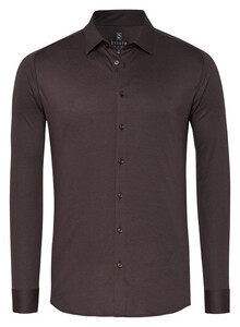 Desoto Kent Piqué Optics Jersey Overhemd Donker Bruin Melange