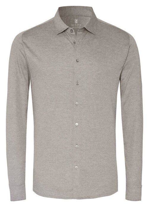 Desoto Kent Pique Optics Jersey Shirt Light Grey