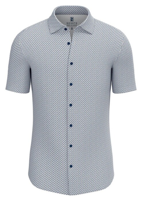 Desoto Kent Stitching Pattern Shirt Blue-Beige