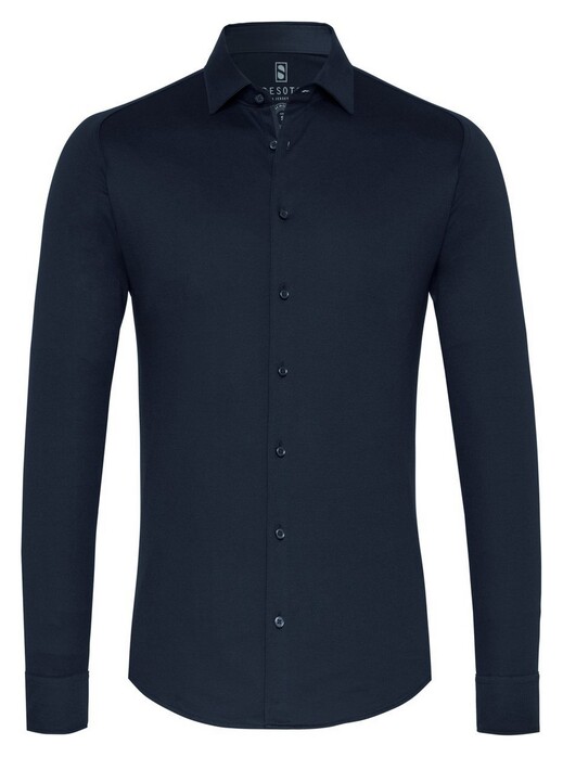 Desoto Kent Uni Solid Overhemd True Navy