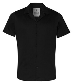 Desoto Lido Collar Uni Color Cotton Shirt Black
