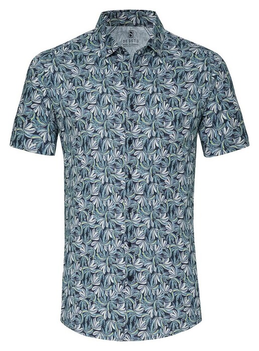 Desoto Line Drawing Bananas Fantasy Shirt Navy-Green