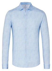Desoto Linnen Look Knitted Cotton Overhemd Licht Blauw