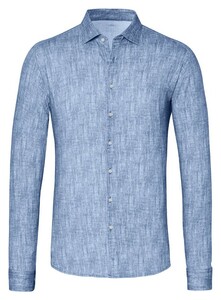 Desoto Linnen Look Knitted Cotton Shirt Denim Blue