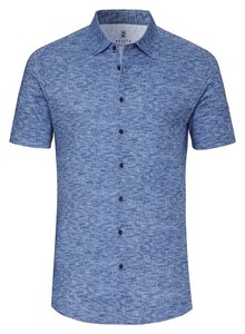 Desoto Linnen Look Short Sleeve Kent Collar Overhemd Marine