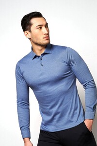 Desoto Long Sleeve Piqué Optics Jersey Uni Polo Dove Blue
