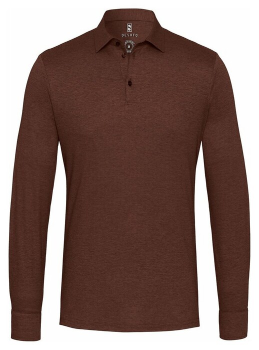 Desoto Long Sleeve Pique Optics Jersey Uni Poloshirt Brown