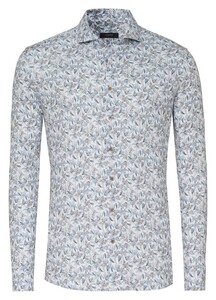Desoto Luxury Allover Flower Pattern Overhemd Lichtbruin-Blauw