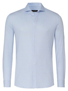 Desoto Luxury Allover Mini Houndstooth Pattern Shirt Light Blue