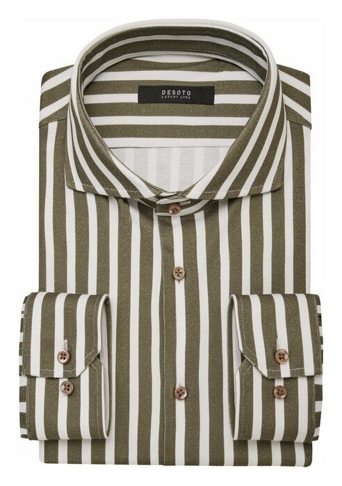 Desoto Luxury Bold Stripes Overhemd Olive-White