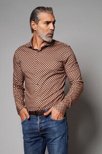 Desoto Luxury Chain Tile Pattern Overhemd Rust-Brown