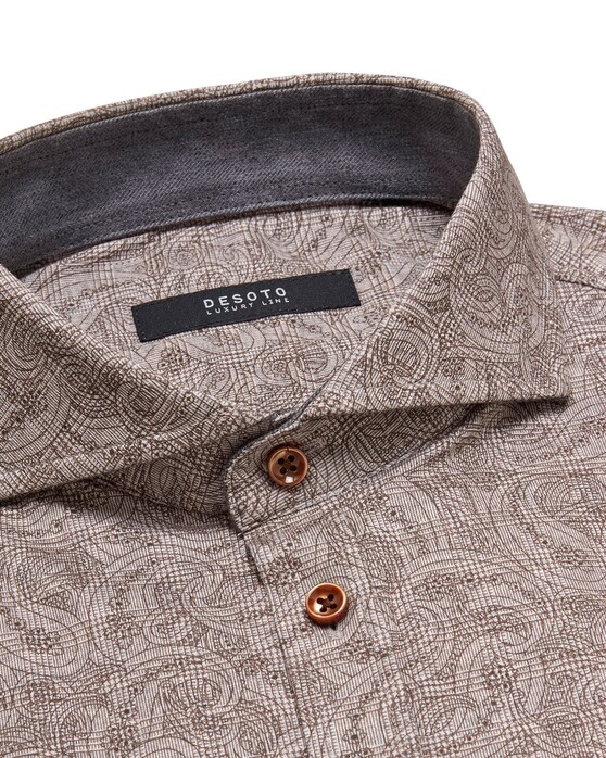 Desoto Luxury Check Paisley Pattern Overhemd Bruin