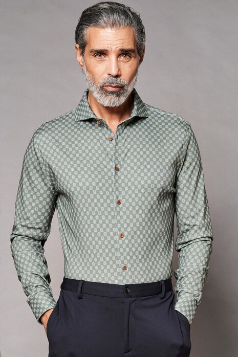 Desoto Luxury Circles Dot Fantasy Overhemd Groen-Wit