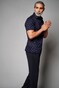 Desoto Luxury Dotted Square Fantasy Pattern Polo Navy