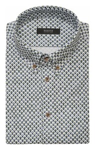 Desoto Luxury Fantasy Dots Half Circle Check Pattern Shirt Olive-White
