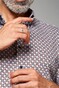 Desoto Luxury Fantasy Flag Pattern Button Down Shirt Brown-Indigo-White