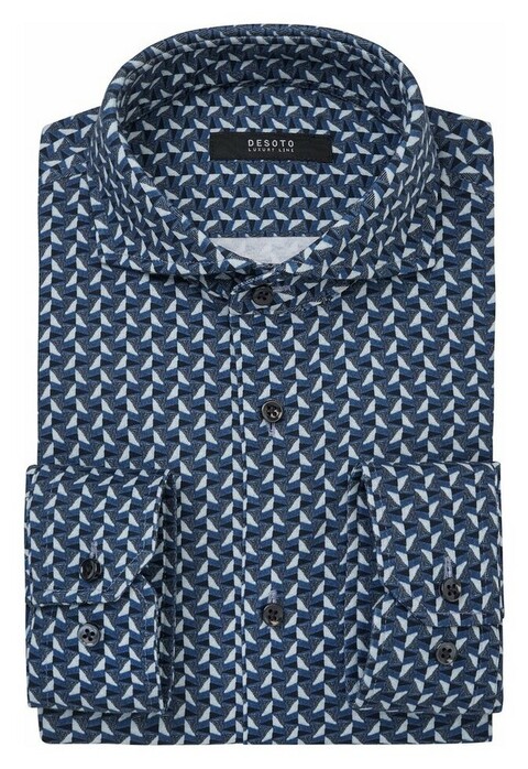 Desoto Luxury Fantasy Gears Pattern Overhemd Donker Blauw