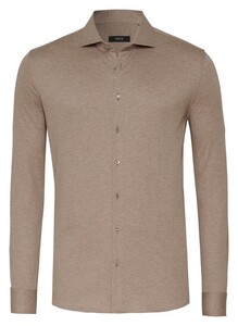 Desoto Luxury Faux Uni Cotton Mélange Overhemd Light Brown Melange
